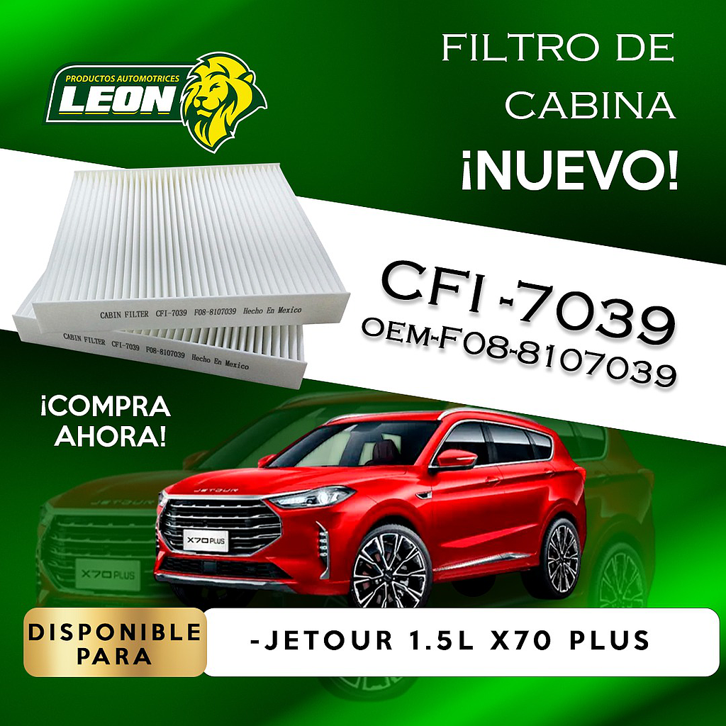 FILTRO CABINA JETOUR 1.5L X70 PLUS