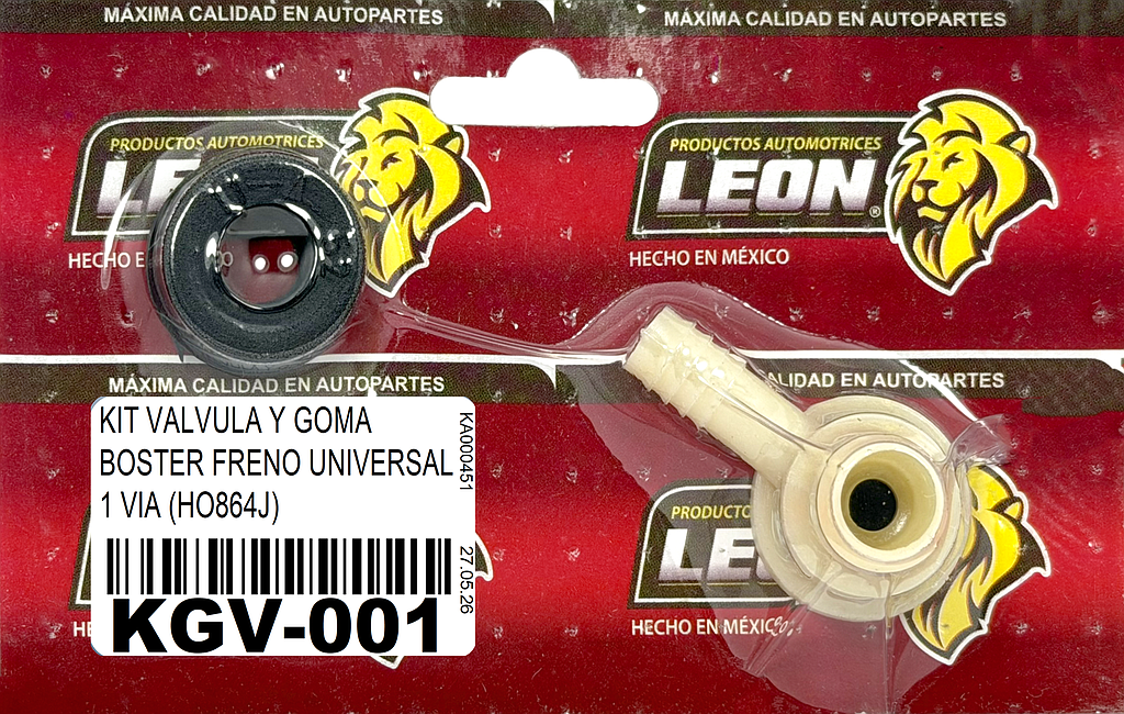 KIT VALVULA Y GOMA BOSTER FRENO UNIVERSAL 1 VIA (HO864J)