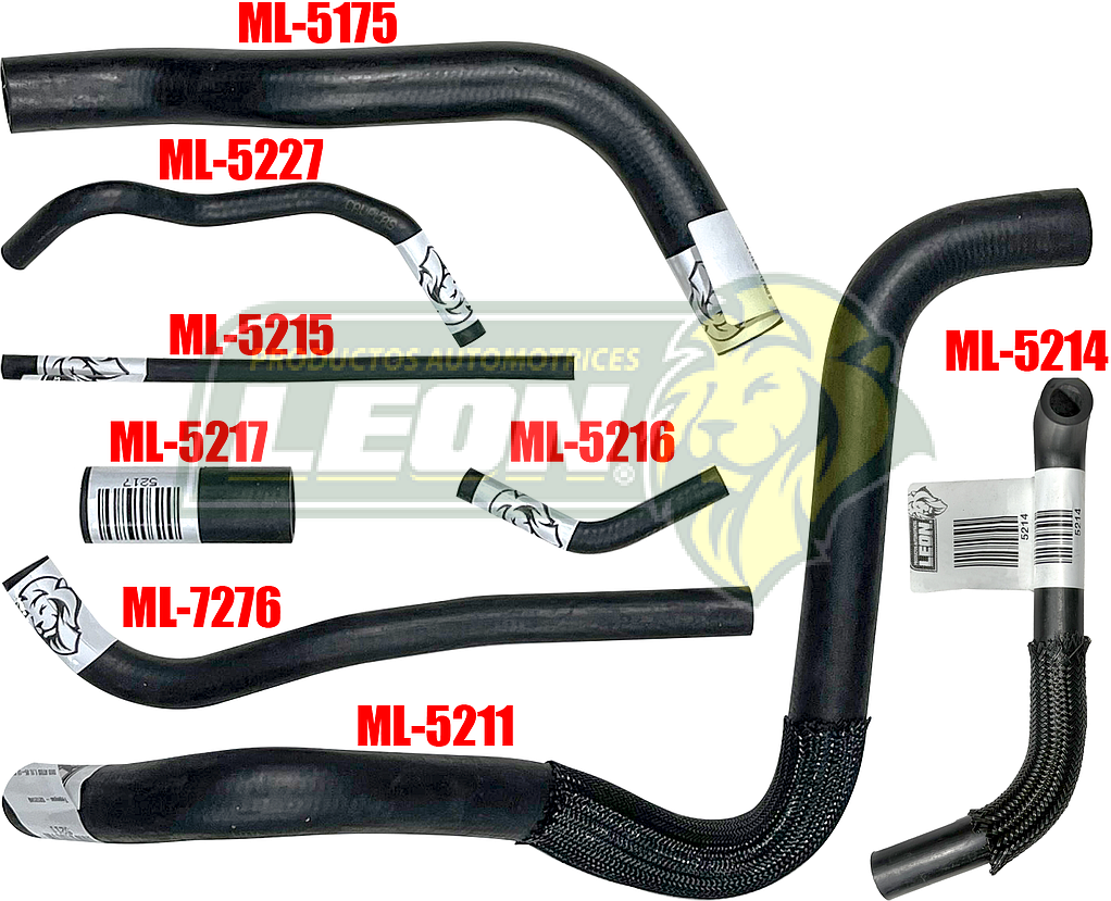 MANGUERAS MOLDEADAS DE ENFRIAMIENTO CHRYSLER ATOS 1.1L 05-11 (KIT c/8 pzas.) LEÓN
