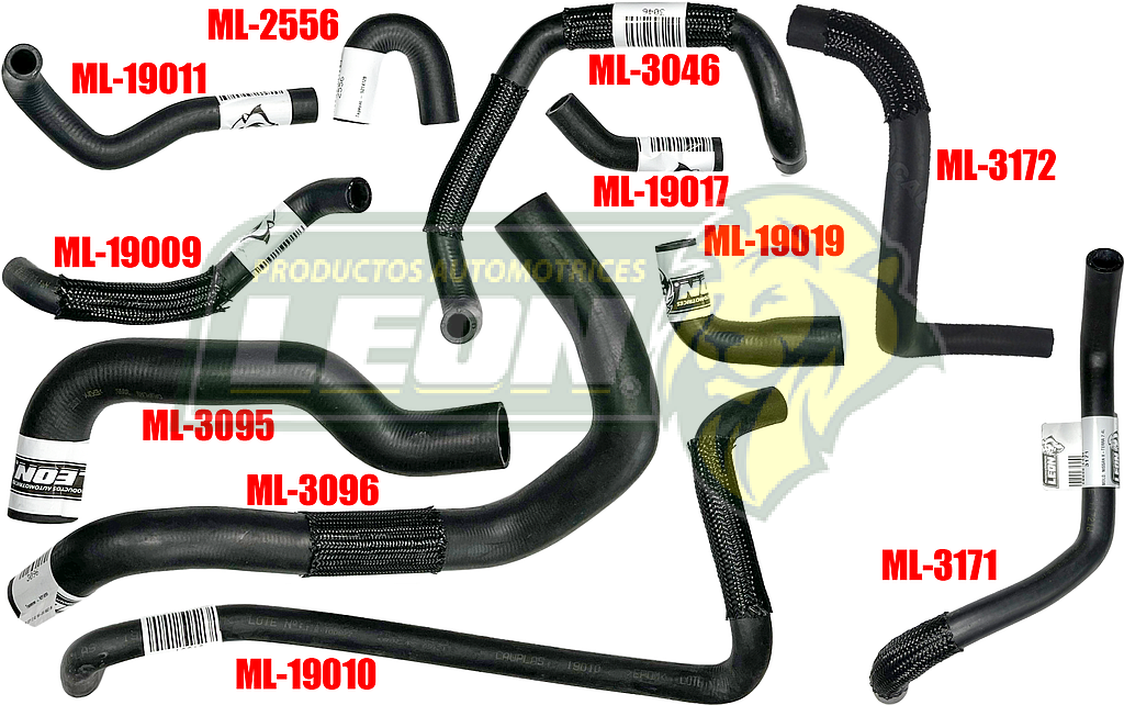 MANGUERAS MOLDEADAS DE ENFRIAMIENTO NISSAN D21 2.4L 95-04 (KIT c/11 pzas.) LEÓN