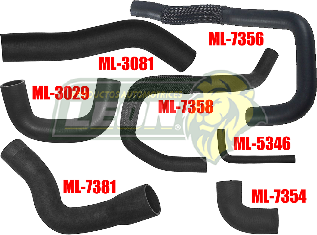 MANGUERAS MOLDEADAS DE ENFRIAMIENTO NISSAN D21 3.0L 90-96 (KIT c/7 pzas.) LEÓN