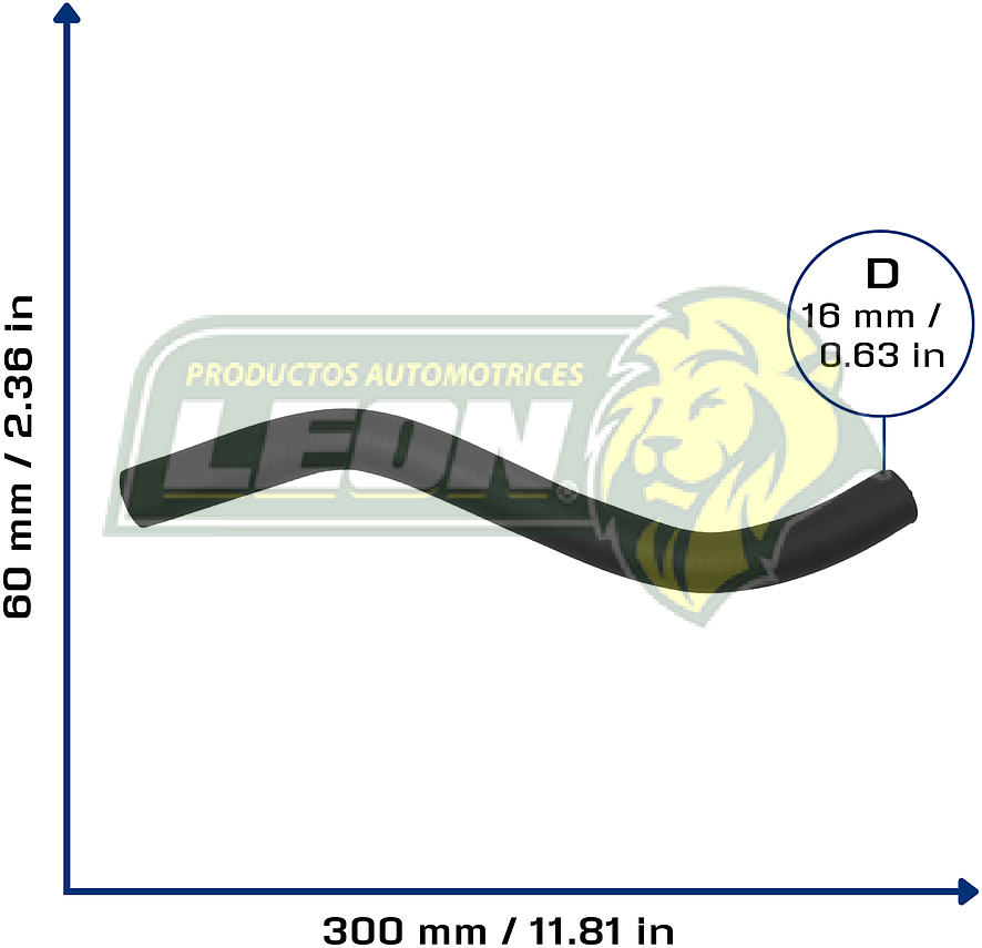 MANGUERA CALEFACCION TOYOTA CRESSIDA L6 2.8L 1984, G.M. MONTANA V6 3.4L 01-05, CHRYSLER GRAND VOYAGER L4 2.4L 1997, PLYMOUTH VOYAGER	 L4 2.4L 2000, HYNDAI ACCENT L4 1.6L 01-02, HONDA ACCORD V6 3.0L 06-07, DODGE CARAVAN L4 2.4L 97-00, GRAND CARAVAN L4 2.4L 1997 (CALEFACTOR A VALVULA) (79725S10K01, 10323602) Ø: 15 mm, L: 80x300 mm, LONGITUD: 310 mm"