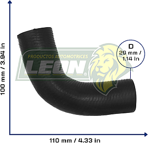 MANGUERA REFRIGERACION TOYOTA YARIS l4 1.3L 04-05 (TAPON A MONOBLOCK) Ø: 29 mm, L: 100x100 mm, LONGITUD: 190 mm
