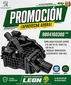 TOMA AGUA PEUGEOT EXPERT 2.0L HDI 20-25, 3008 2.0L HDI 18-24 “MODULO TERMOSTATO ELECTRONICO” (100-165)