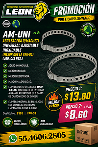 ABRAZADERA P/MACHETA UNIVERSAL AJUSTABLE INOXIDABLE (MEJOR QUE LA VAU-03) (JGO. c/2 pzas.)