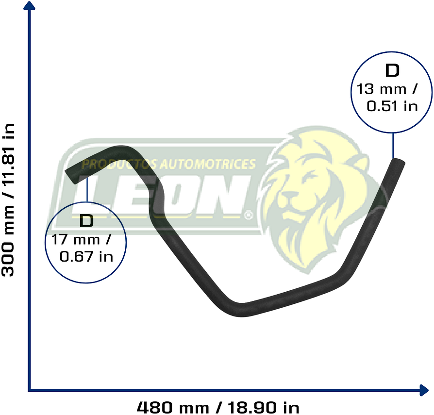 MANGUERA CALEFACTOR FORD FOCUS 2.0L 05-13 (5S4618K359AB) SALIDA Ø: 15 mm, L: 330x430 mm, LONGITUD: 740 mm