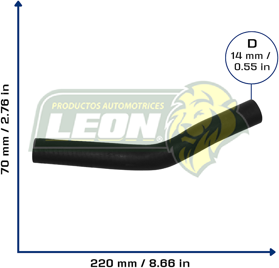 MANGUERA CALEFACTOR FORD FOCUS 2.0L 01-03, JEEP LIBERTY 3.7 02-06, NISSAN NX 1.6 91-93 SENTRA B13 1.6L 91-93, TOYOTA SIENNA 3.0L 98-03 (9240266Y00, 1M5118C256AA, E90H18D334F, YS4Z18472BA) Ø: 15 mm, L: 50x200 mm, LONGITUD: 220 mm