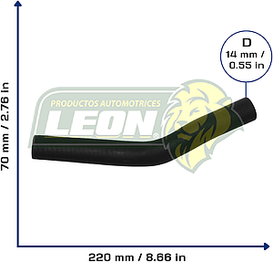 MANGUERA CALEFACTOR FORD FOCUS L4 2.0L 01-03, JEEP LIBERTY V6 3.7 02-06, NISSAN NX L4 1.6L 91-93, SENTRA B13 L4 1.6L 91-93, TOYOTA SIENNA V6 3.0L 98-03 (9240266Y00, 1M5118C256AA, E90H18D334F, YS4Z18472BA) Ø: 15 mm, L: 50x200 mm, LONGITUD: 220 mm