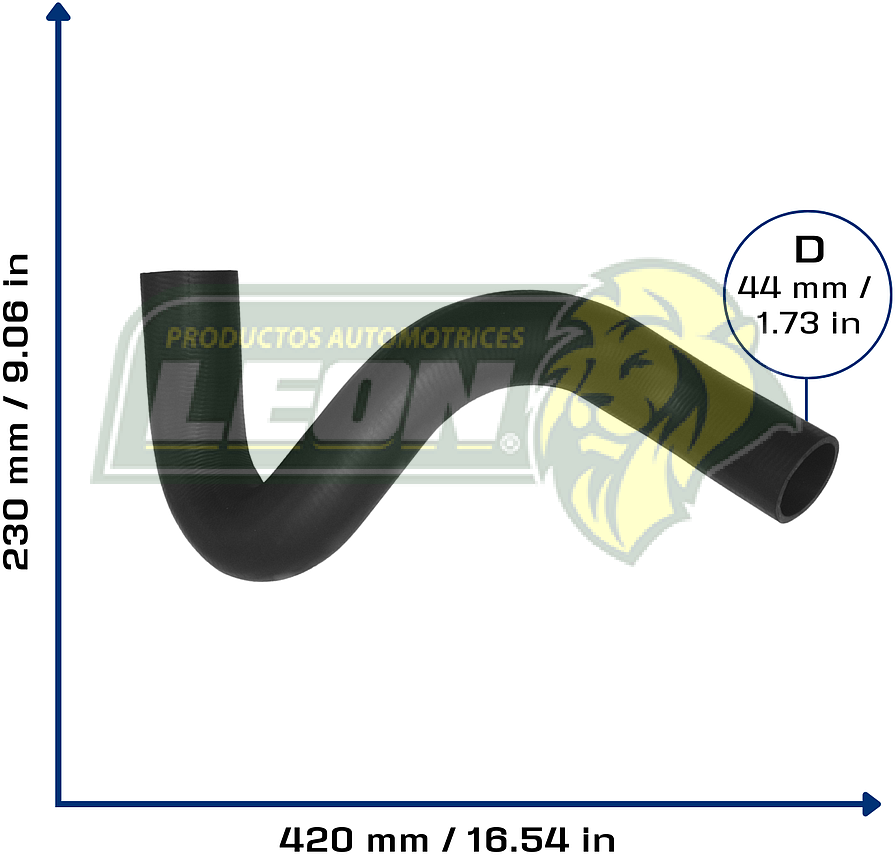 MANGUERA RAD. INF. FORD BRONCO 5.8L 92-96, F150 5.8L 92-96, F250 5.8L 92-96, MERCEDES BENZ 5.8 92-96 C/ENFRIADOR DE ACEITE (E4TA8B273RA, F4TA8B273RA, F5TZ8286C) Ø: 42 mm, L: 200x400 mm, LONGITUD: 680 mm