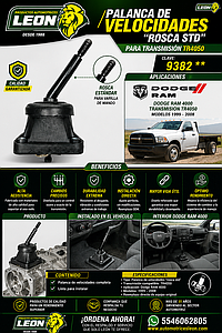 PALANCA VELOCIDADES “ROSCA STD” DODGE RAM 4000 TR4050 99-08