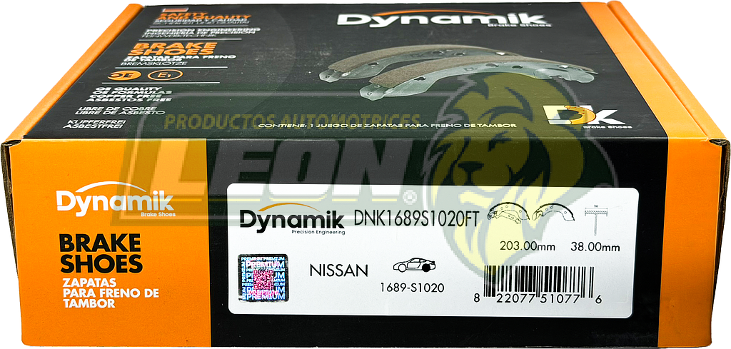 BALATA FRENO TAMBOR R.T. NISSAN MARCH 1.6L 12-26, MICRA 1.4, 1.6L 05-07, NOTE 1.6L 14-19, V-DRIVE 1.6L 20-26, VERSA 1.6, 1.8L 12-19 (S1020) DYNAMIK