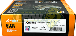 BALATA FRENO TAMBOR R.T. NISSAN MARCH 1.6L 12-26, MICRA 1.4, 1.6L 05-07, NOTE 1.6L 14-19, V-DRIVE 1.6L 20-26, VERSA 1.6, 1.8L 12-19 (S1020) DYNAMIK