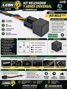 KIT RELEVADOR Y ARNES UNIVERSAL (5 TERMINALES) RELAY