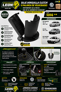 BUJE HORQUILLA CLUTCH o PALANCA VELOCIDADES VW POINTER 1.8L L4 98-07, GOL 94-14, SAVEIRO 94-10 (NAILON) NACIONAL (014141711B)