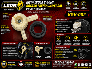 KIT VALVULA Y GOMA BOSTER FRENO UNIVERSAL 2 VIAS (HO864AJ)