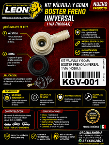 KIT VALVULA Y GOMA BOSTER FRENO UNIVERSAL 1 VIA (HO864J)