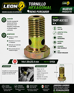 TORNILLO HEXAGONAL FRENO PURGADOR 14x1.50x25.4 mm LL. 3/4