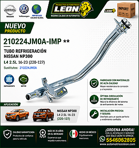 TUBO REFRIGERACION NISSAN NP300 L4 2.5L 16-23 (220-127)