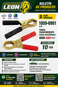 PINZA PASACORIENTE CHICA ECONOMICA NEGRA ó ROJA HO721
