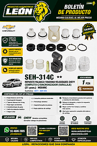 REPUESTO PALANCA Y MAROMA VELOCIDADES CHEVY COMPLETO C/SINCRONIZADOR (VARILLAJE) (21 pzas.) HO599C