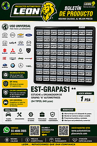 ESTUCHE u ORGANIZADOR DE GRAPAS “A” AUTOMOTRICES (64 TIPOS, 640 pzas)