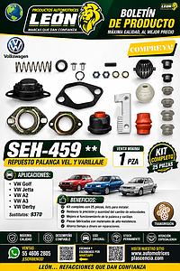 REPUESTO PALANCA VEL. Y VARILLAJE VW GOLF, JETTA, A2, A3, DERBY REPUESTO SUP. COMPLETO (25 pzas.)