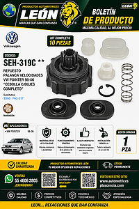 REPUESTO PALANCA VEL. VW POINTER 98-06 (10 pzas.) “CEBOLLA C/BUJES COMPLETO”