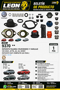 REPUESTO PALANCA VEL. Y VARILLAJE VW GOLF, JETTA, A2, A3, DERBY REPUESTO SUP. COMPLETO (28 pzas.)