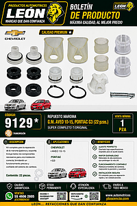 REPUESTO MAROMA G.M. AVEO 10-15, PONTIAC G3 (22 pzas.) SUPER COMPLETO T/ORIGINAL