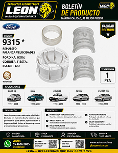 REPUESTO PALANCA VEL. FORD KA, IKON, COURIER, FIESTA, ESCORT T/O