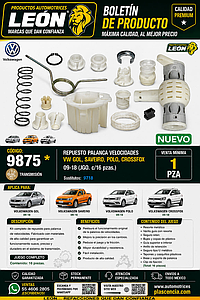 REPUESTO PALANCA VEL. VW GOL, SAVEIRO, POLO, CROSSFOX 09-18 (JGO. c/16 pzas.)