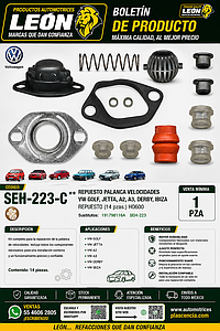 REPUESTO PALANCA VEL. VW GOLF, JETTA, A2, A3, DERBY, IBIZA REPUESTO (14 pzas.) HO600