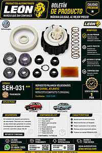 REPUESTO PALANCA VEL. VW CARIBE, ATLANTIC REPUESTO COMPLETO T/ORIGINAL