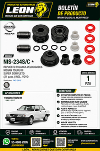REPUESTO PALANCA VEL. NISSAN TSURU III SUPER COMPLETO (21 pzas.) INCL. YOYO