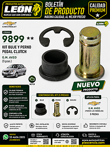 KIT BUJE Y PERNO PEDAL CLUTCH G.M. AVEO (3 pzas.)