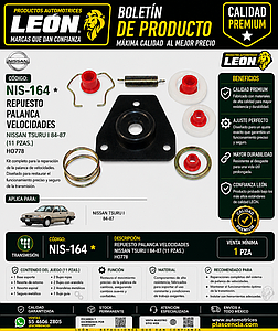 REPUESTO PALANCA VEL. NISSAN TSURU I 84-87 (11 pzas.) HO778