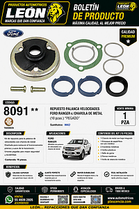 REPUESTO PALANCA VEL. FORD RANGER c/CHAROLA DE METAL (10 pzas.) “PEGADO”