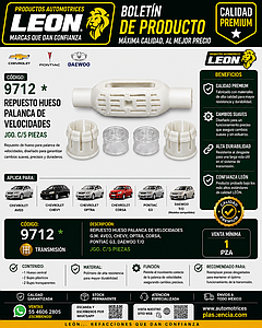 REPUESTO HUESO PALANCA VELOCIDADES G.M. AVEO, CHEVY, OPTRA, CORSA, PONTIAC G3, DAEWOO T/O (JGO. c/5 pzas.) 