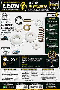 REPUESTO PALANCA VEL. NISSAN PK-UP 720 78-93 (9 pzas.) HO598