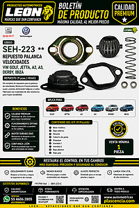 REPUESTO PALANCA VEL. VW GOLF, JETTA, A2, A3, DERBY, IBIZA REPUESTO (9 pzas.) HO601