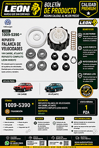 REPUESTO PALANCA VEL. VW CARIBE, ATLANTIC REPUESTO COMPLETO LEON HO837C