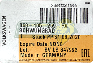 VOLANTE MOTOR VW GOLF A3 1.8L 91-98, GOLF A4 1.8L 97-07, JETTA A4 2.0L 98-07, VARIANT 2.0L 00-05, NEW BEETLE 2.0L 98-05, PASSAT B3 B4 2.0L 93-97, SEAT LEON 1.8L 99-06, TOLEDO 1.8 00-05 (028105269C, 037105269L, 037105269M, 068105269D, 068105269F, 068105269G, 068105271F, 068105269H)