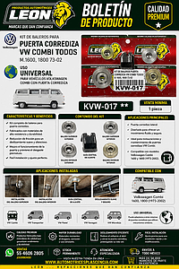 KIT DE BALEROS PARA PUERTA CORREDIZA VW COMBI TODOS M.1600, 1800 73-02