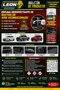ESPUMA DESINFECTANTE P/DUCTOS DE AIRE ACONDICIONADO (LEÓN) 400 ml.
