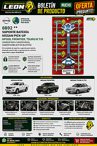 SOPORTE BATERIA NISSAN PICK-UP, NP300, FRONTIER, TSURU III T/O (24420F4001+24425F400A, 24425F400B) (KIT EN BLISTER)
