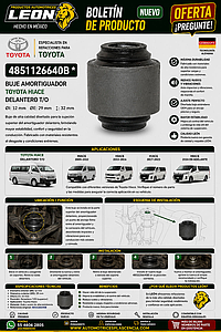 BUJE AMORTIGUADOR TOYOTA HIACE DELANTERO T/O ØI: 12 mm ØE: 29 mm ↕: 32 mm