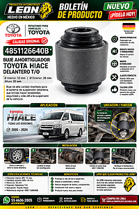 BUJE AMORTIGUADOR TOYOTA HIACE DELANTERO T/O ØI: 12 mm ØE: 29 mm ↕: 32 mm