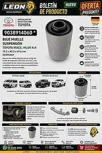 BUJE MUELLE SUSPENSION TOYOTA HIACE, HILUX 4x4 14.5x40.3x69.6 mm GERMANY