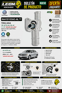TOMA AGUA VW JETTA A4 2.0L 4C 11-15 “SENSOR INCLUIDO” (06A121132R, 06A919501, 100-272)