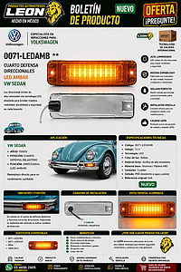 CUARTO DEFENSA DIRECCIONALES LED AMBAR VW SEDAN 